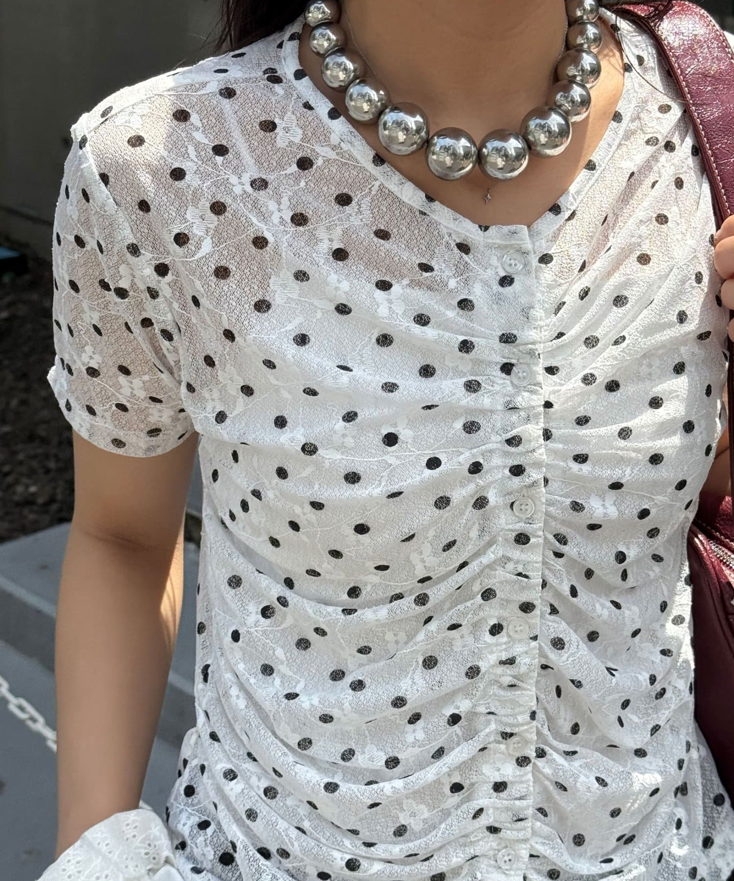 CIAOPANIC 褶皺波點Top - Image 4
