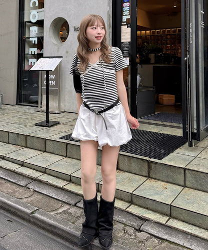 Kastane 羅紋V領Tee + Choker - Image 7