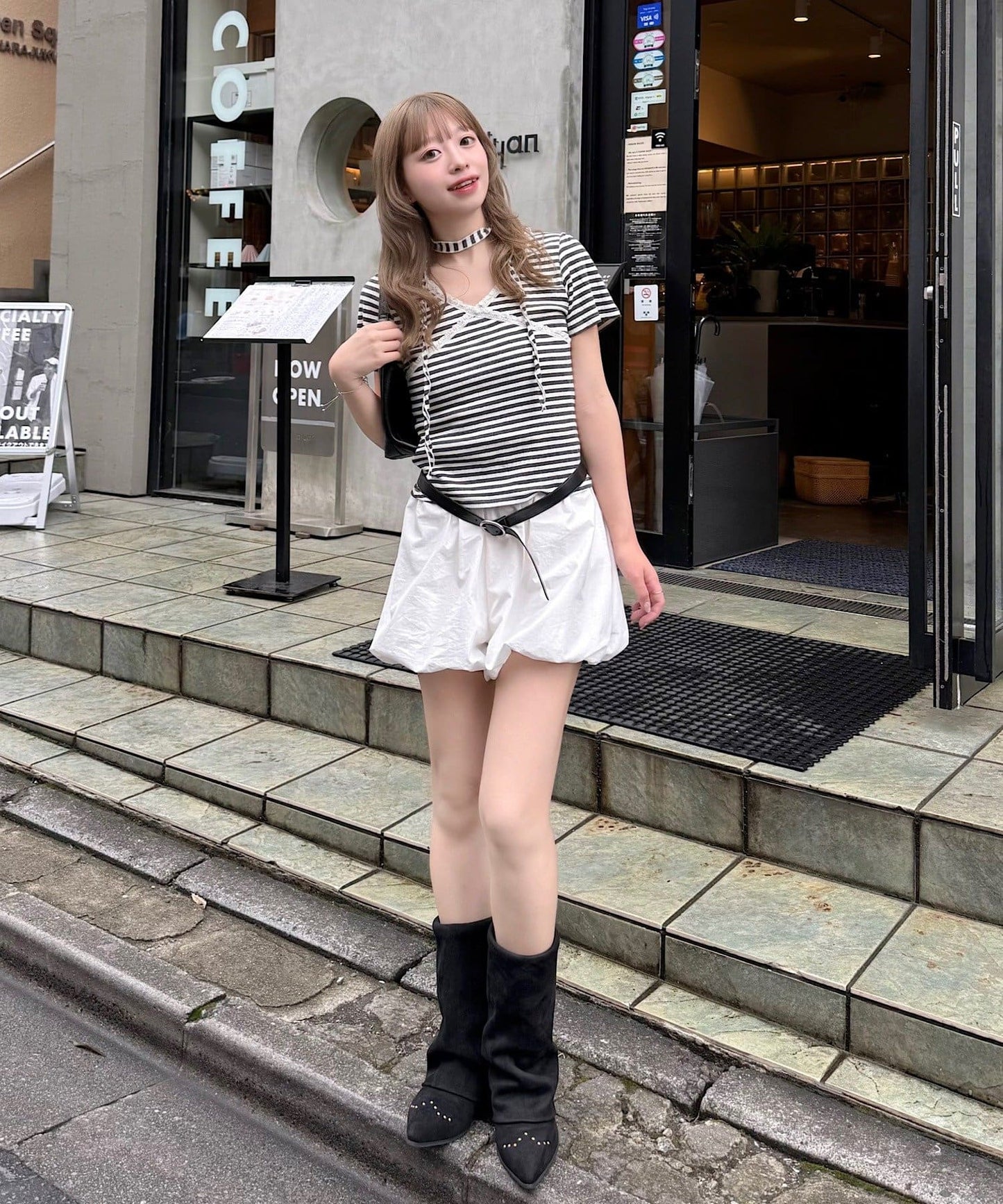 Kastane 羅紋V領Tee + Choker - Image 9