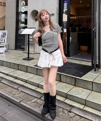Kastane 羅紋V領Tee + Choker - Image 9