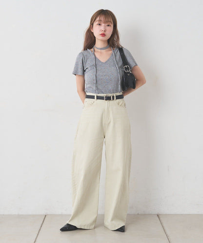 Kastane 羅紋V領Tee + Choker - Image 24
