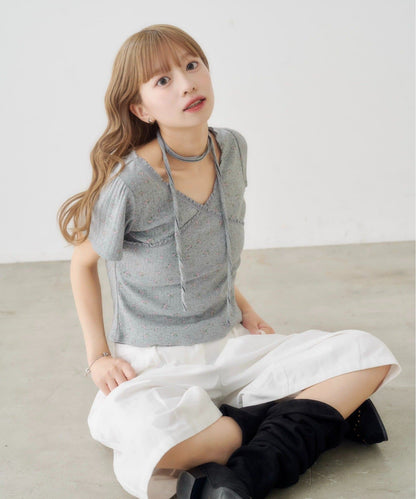 Kastane 羅紋V領Tee + Choker - Image 26