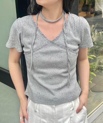 Kastane 羅紋V領Tee + Choker - Image 27