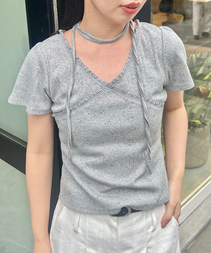 Kastane 羅紋V領Tee + Choker - Image 28