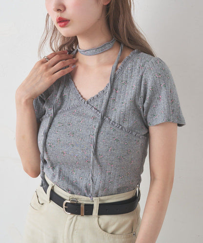 Kastane 羅紋V領Tee + Choker - Image 16