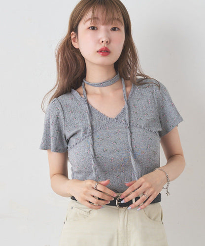Kastane 羅紋V領Tee + Choker - Image 17