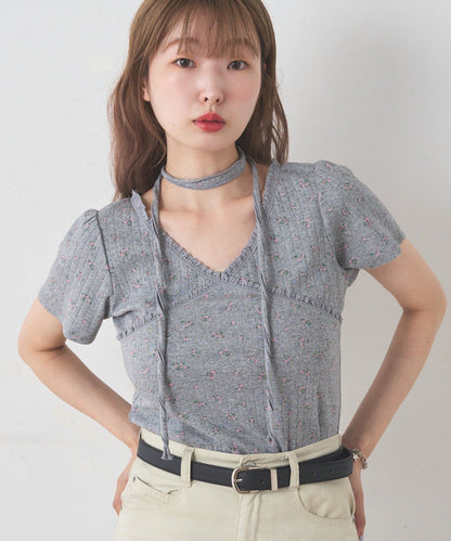 Kastane 羅紋V領Tee + Choker - Image 19