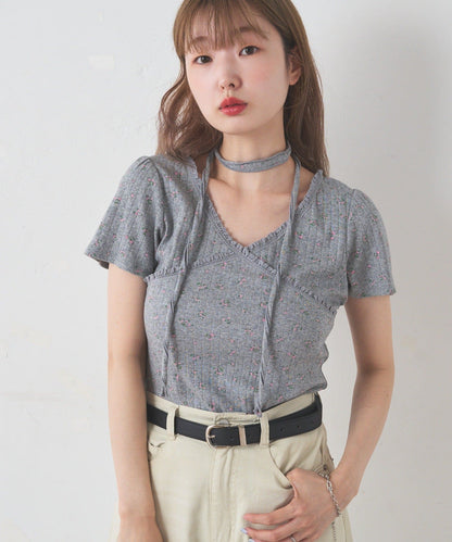 Kastane 羅紋V領Tee + Choker - Image 20