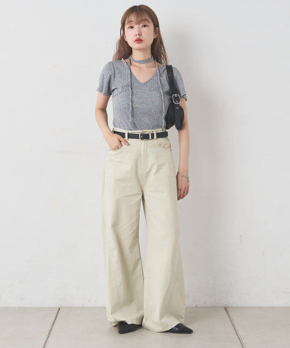 Kastane 羅紋V領Tee + Choker - Image 23