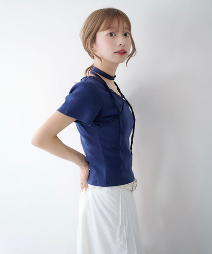 Kastane 羅紋V領Tee + Choker - Image 41
