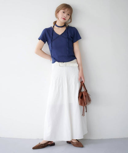 Kastane 羅紋V領Tee + Choker - Image 43