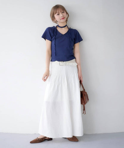 Kastane 羅紋V領Tee + Choker - Image 44