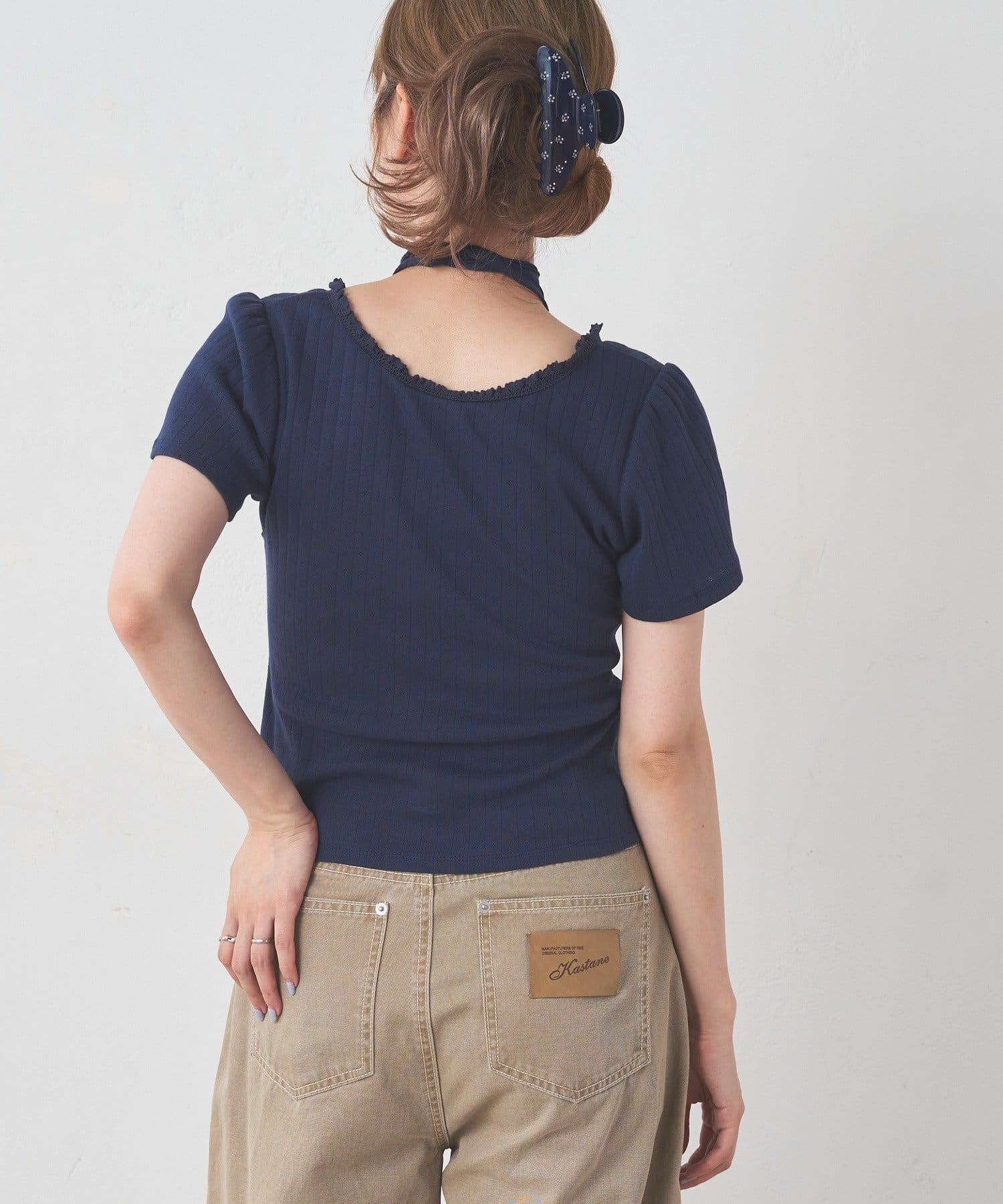 Kastane 羅紋V領Tee + Choker - Image 37
