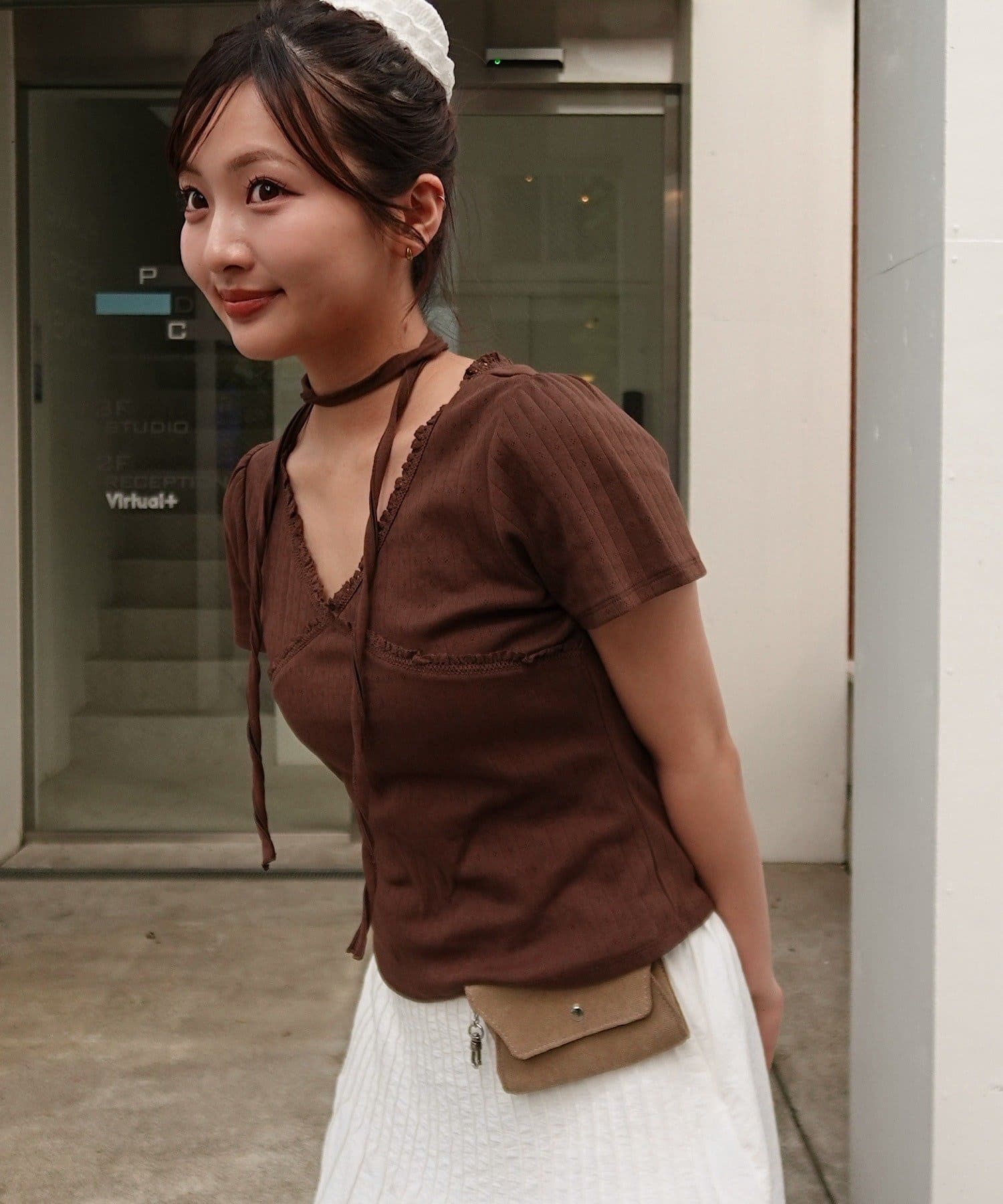 Kastane 羅紋V領Tee + Choker - Image 3