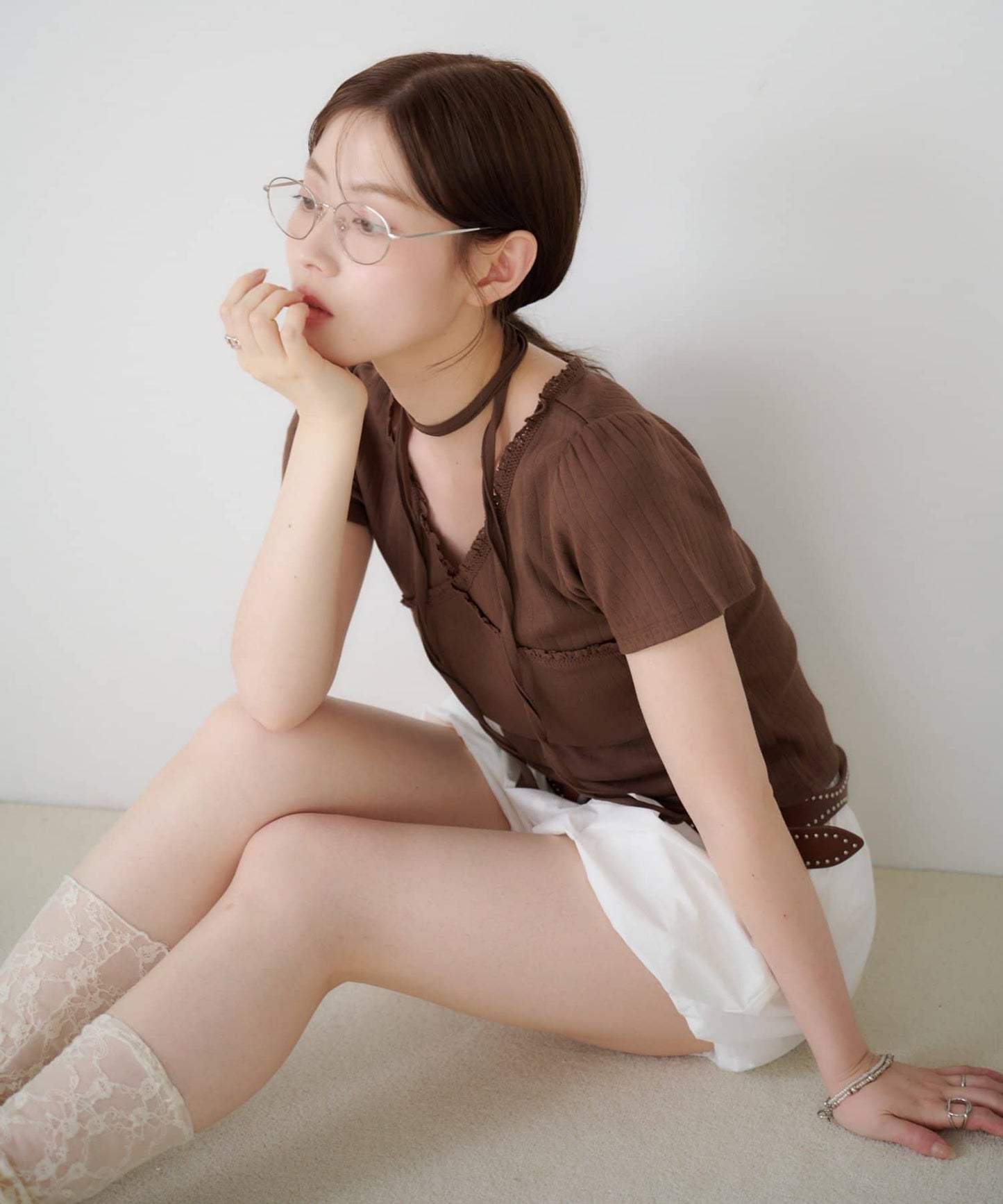 Kastane 羅紋V領Tee + Choker - Image 53