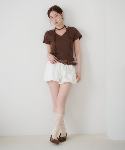Kastane 羅紋V領Tee + Choker - Image 56