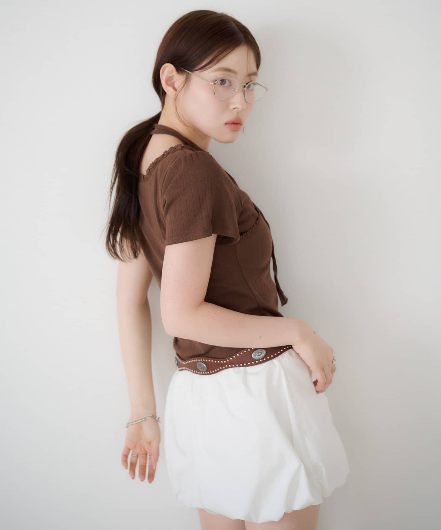 Kastane 羅紋V領Tee + Choker - Image 48