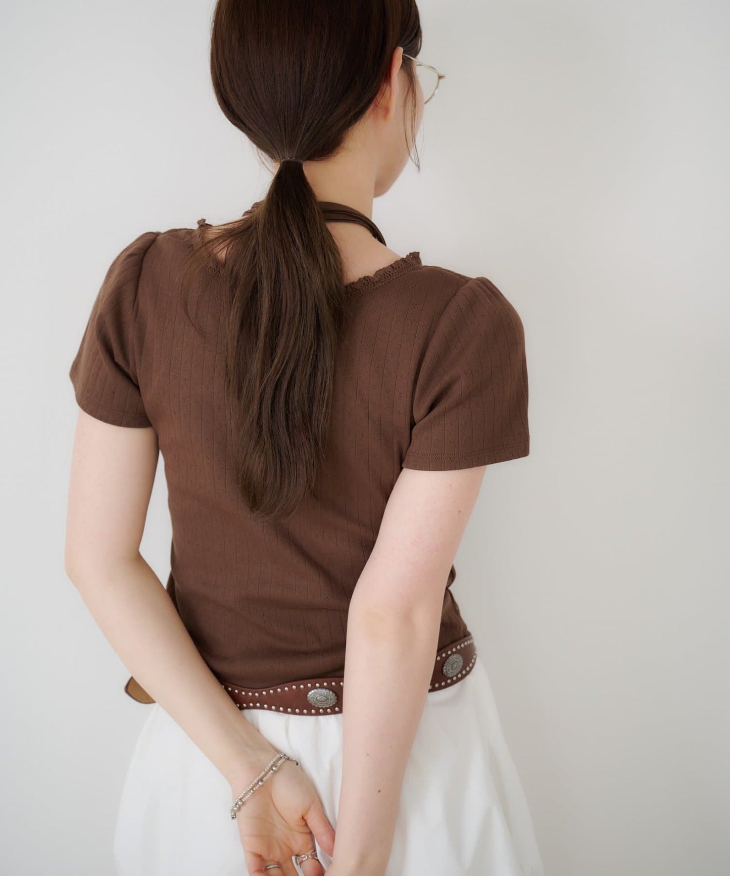 Kastane 羅紋V領Tee + Choker - Image 49