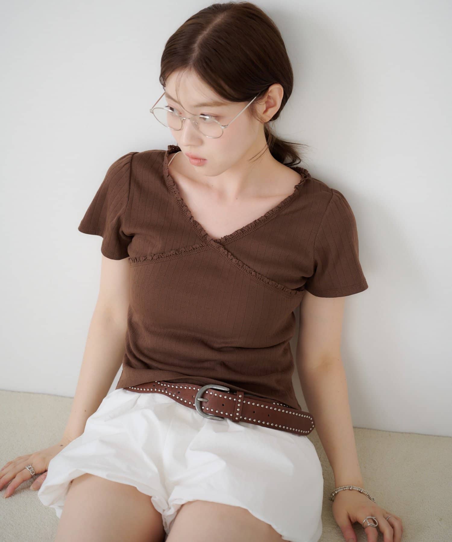 Kastane 羅紋V領Tee + Choker - Image 50