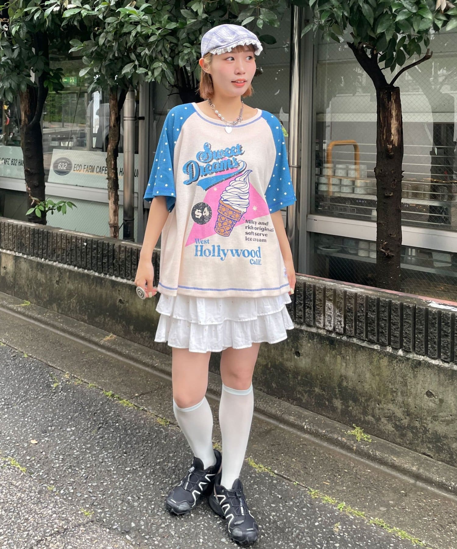 HELLO.SANFRANCISCO 窩夫格紋波點短袖Tee - Image 8