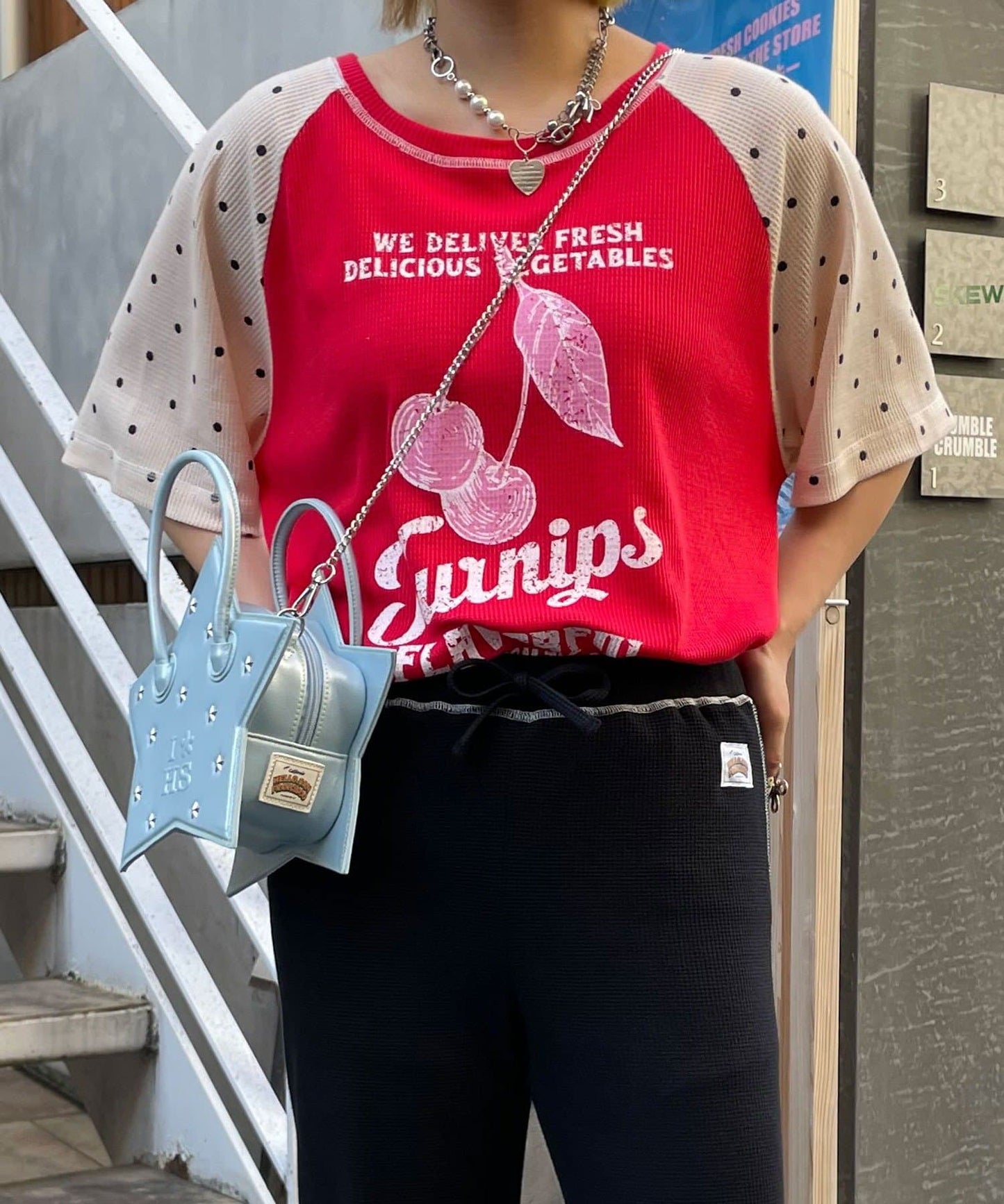 HELLO.SANFRANCISCO 窩夫格紋波點短袖Tee - Image 16
