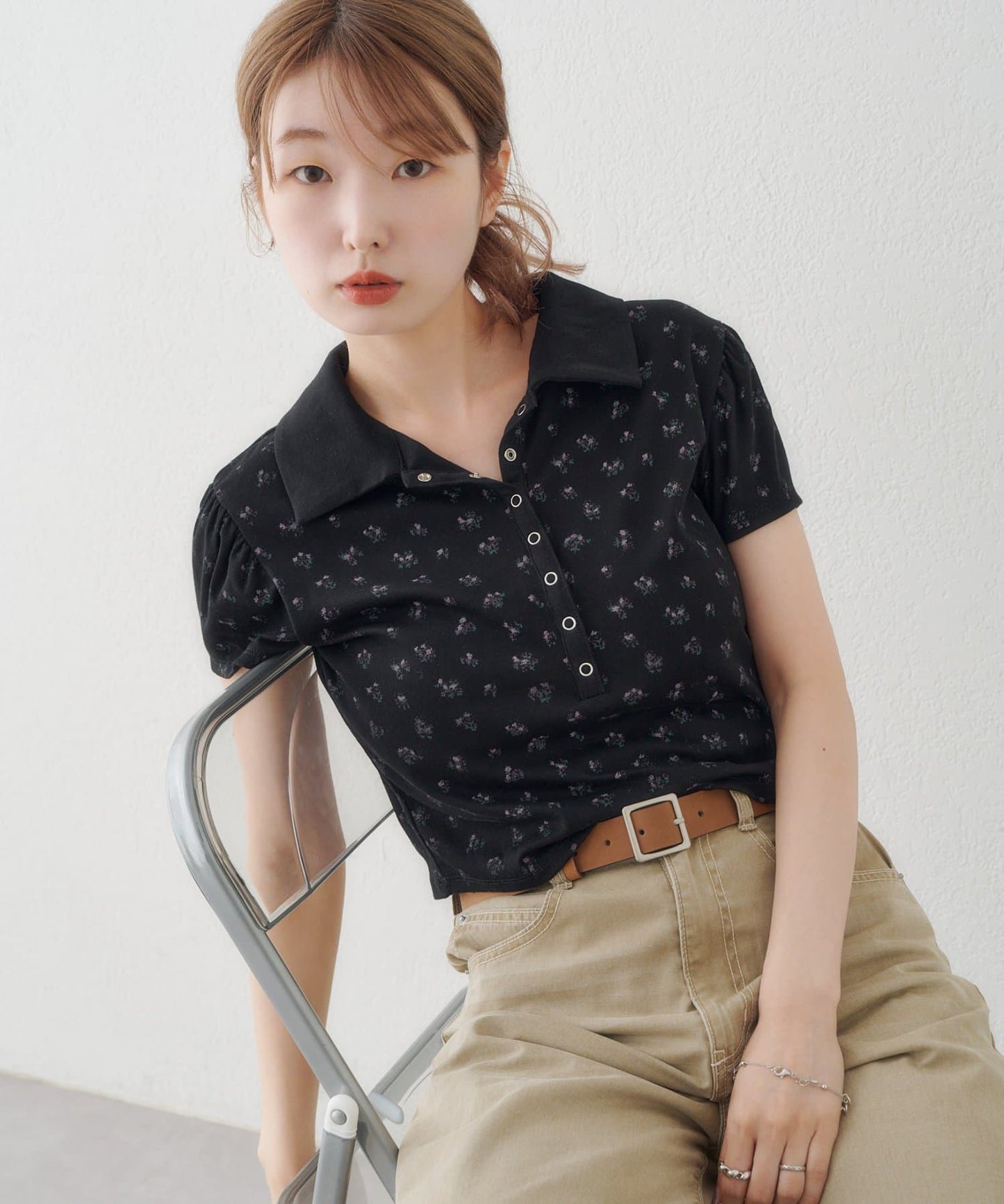 Kastane flower polo tee - Image 42