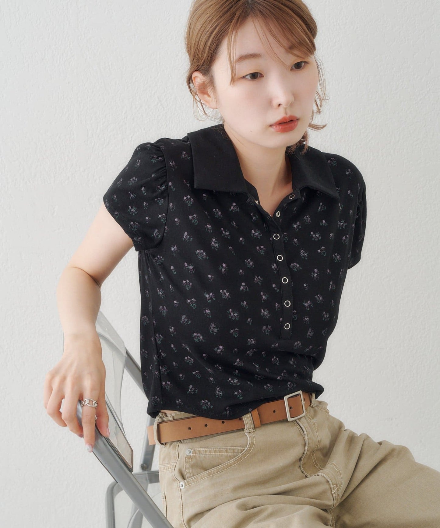 Kastane flower polo tee - Image 43