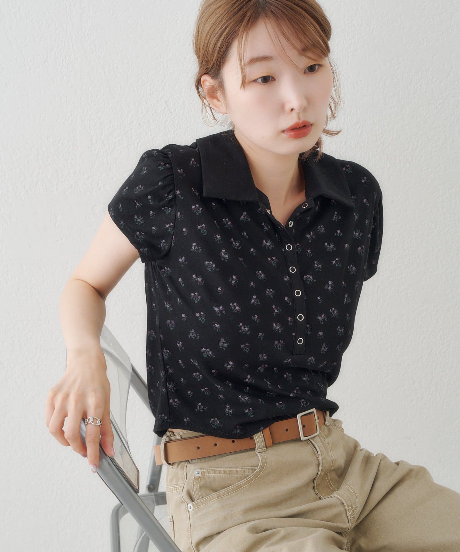 Kastane flower polo tee - Image 43