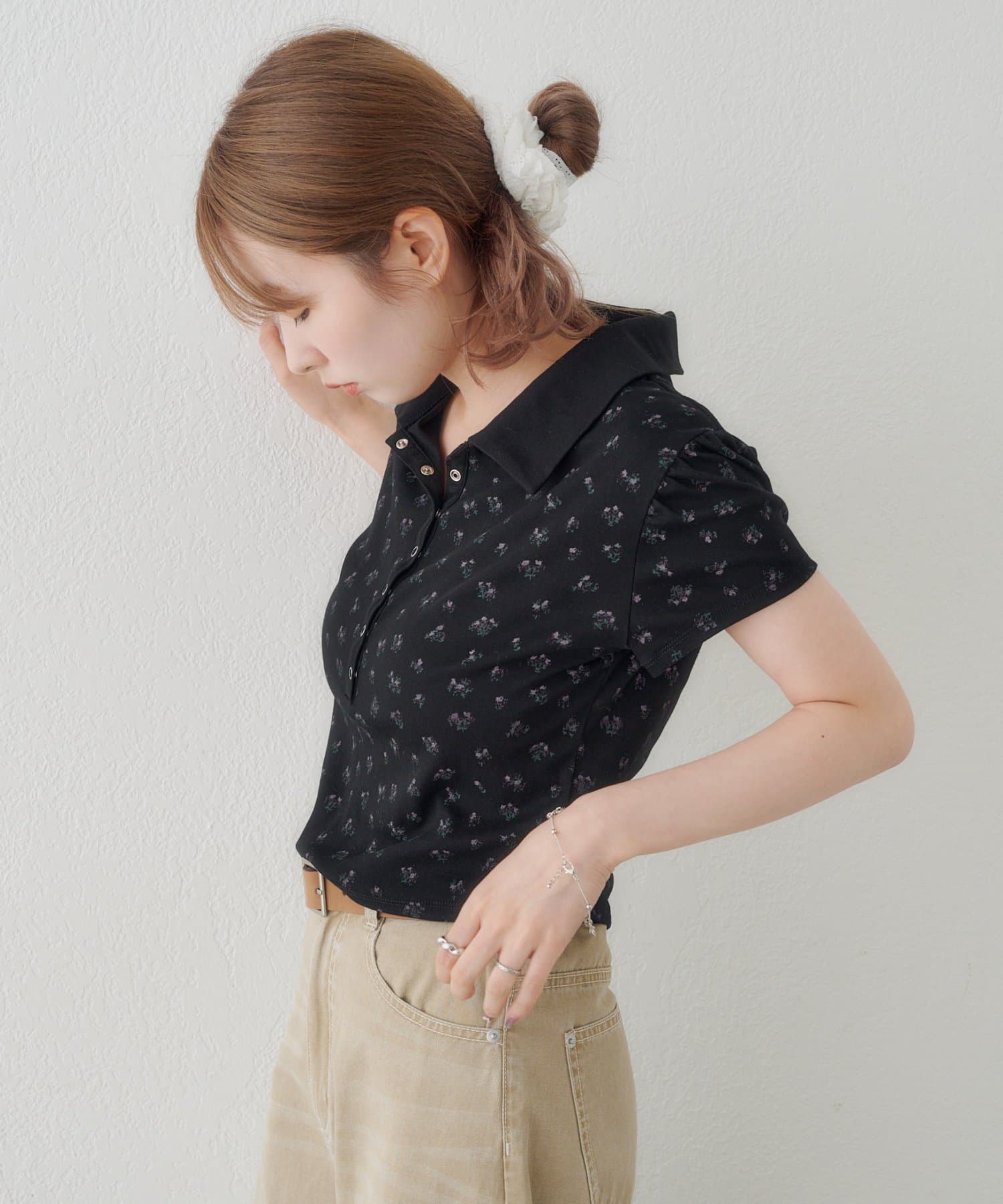 Kastane flower polo tee - Image 48