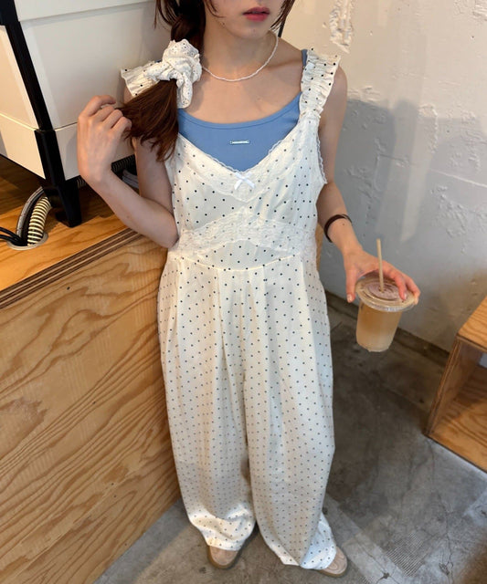 w closet 波點吊帶連身褲 - Image 2