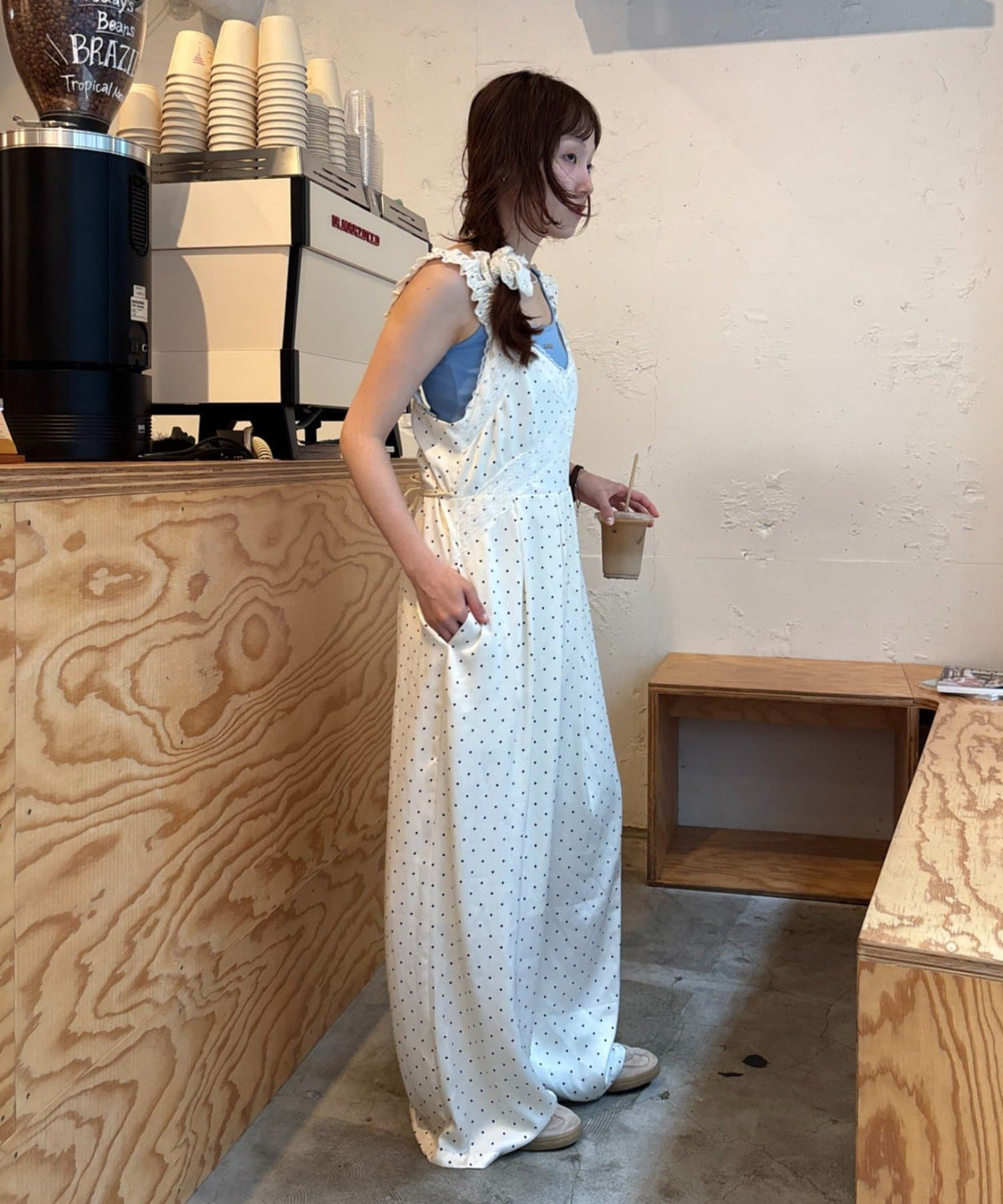 w closet 波點吊帶連身褲 - Image 5