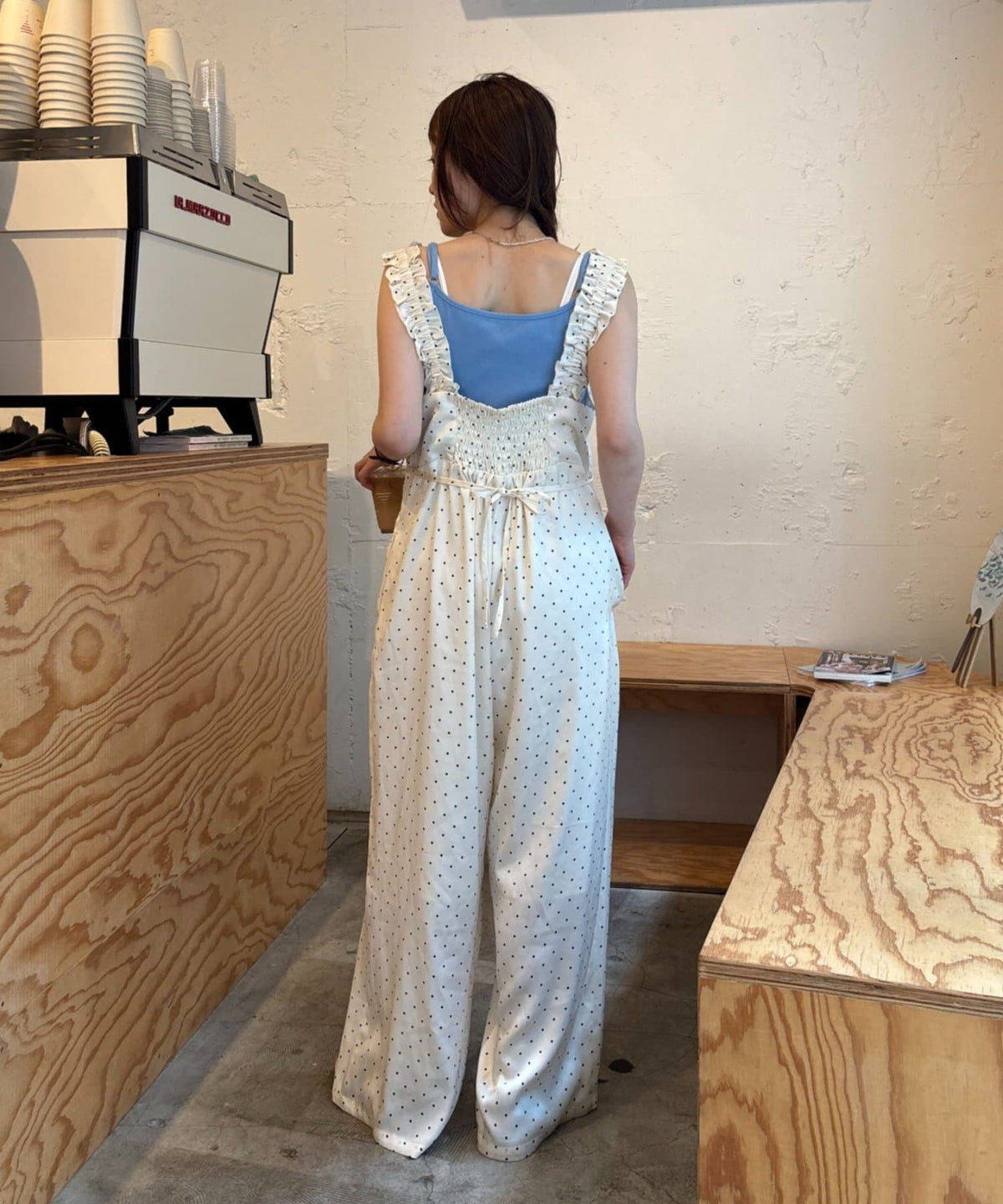 w closet 波點吊帶連身褲 - Image 6