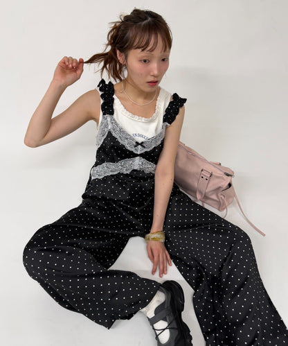 w closet 波點吊帶連身褲 - Image 1