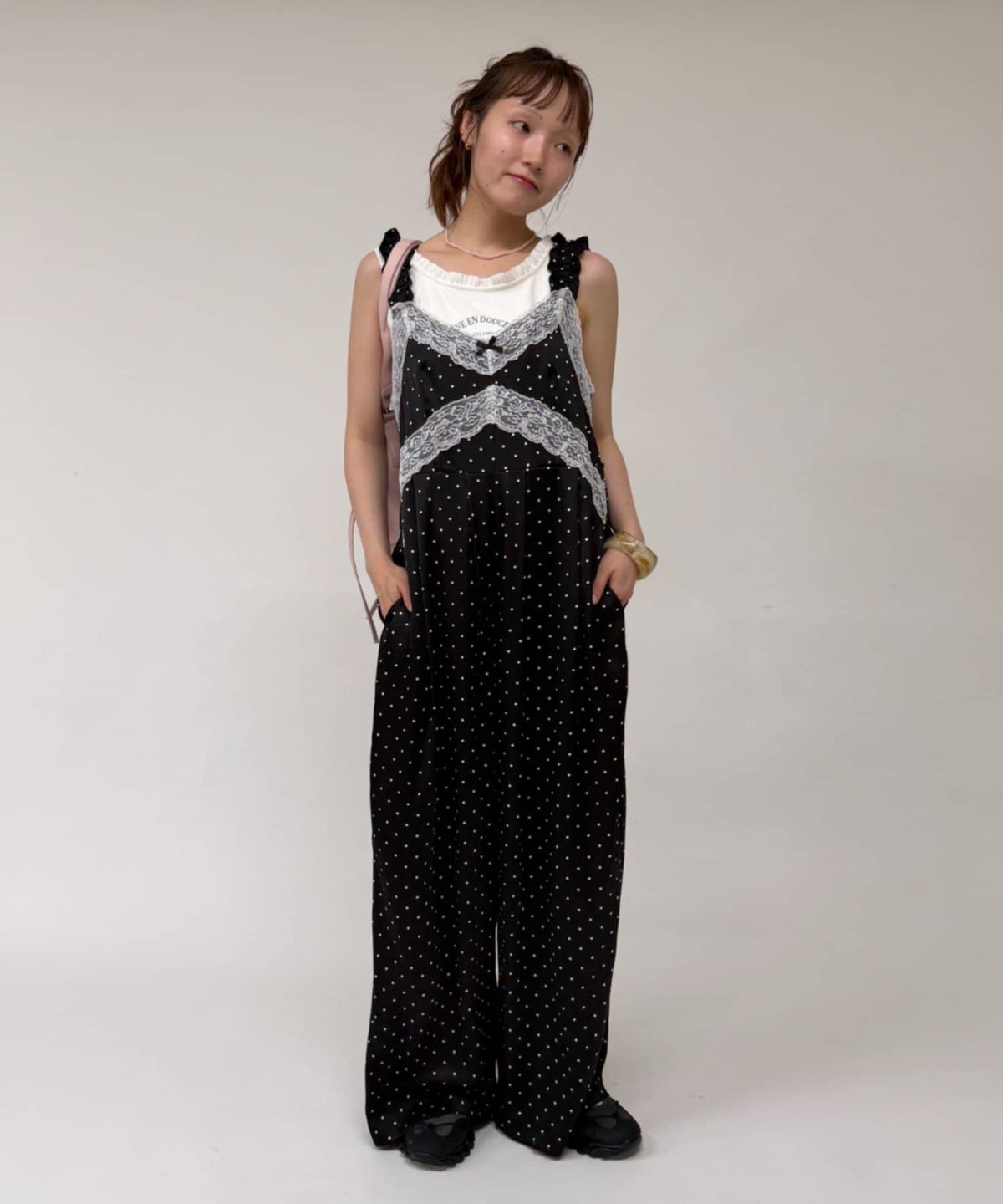 w closet 波點吊帶連身褲 - Image 11