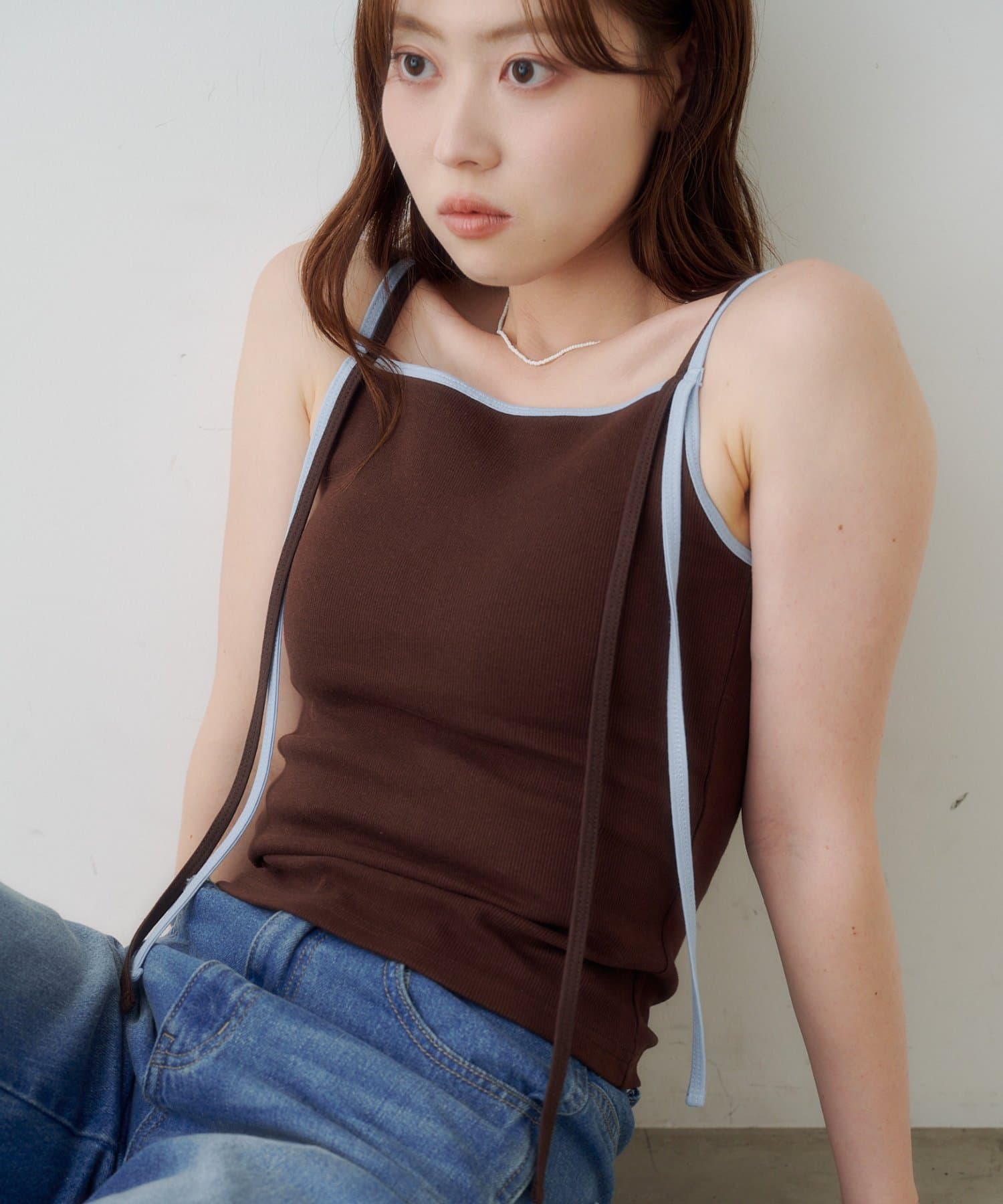 [連Pad] Kastane 撞色滾邊吊帶背心 - Image 9