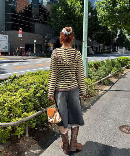 CIAOPANIC 間條 sheer knit hoodie - Image 12