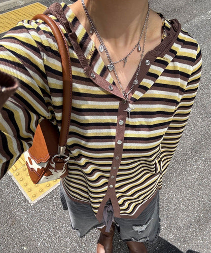 CIAOPANIC 間條 sheer knit hoodie - Image 4