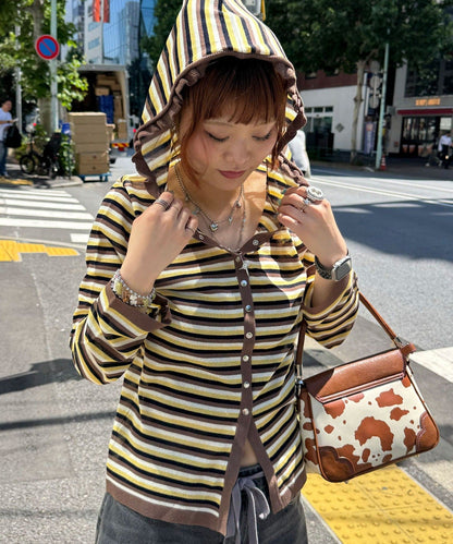CIAOPANIC 間條 sheer knit hoodie - Image 7