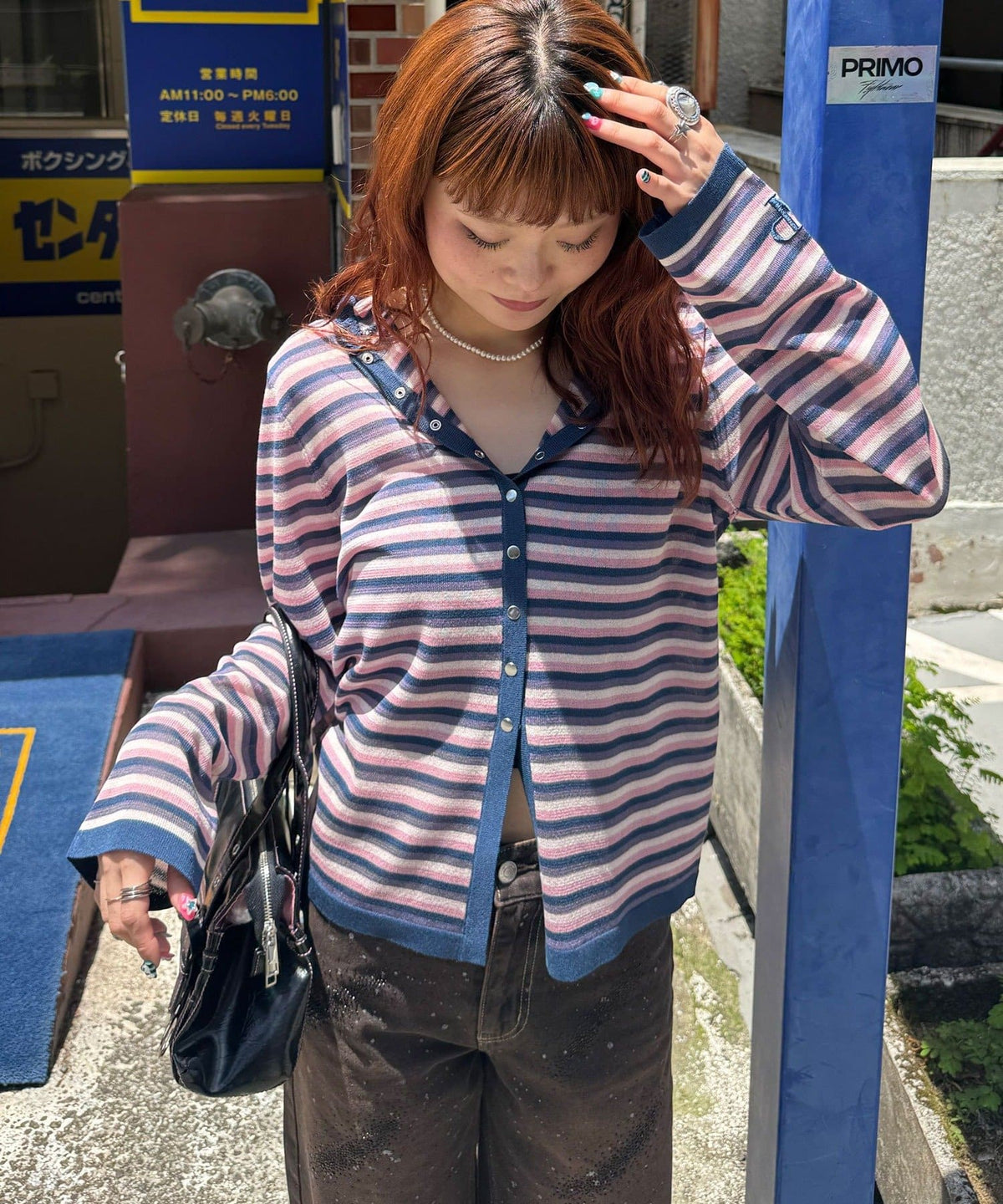 CIAOPANIC 間條 sheer knit hoodie - Image 3