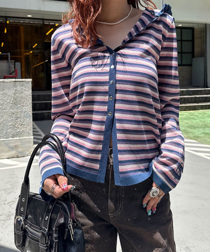 CIAOPANIC 間條 sheer knit hoodie - Image 14