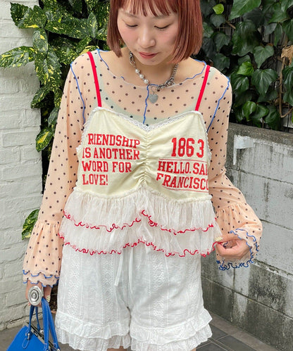 HELLO.SANFRANCISCO Printed logo tulle camisole bustier - Image 4