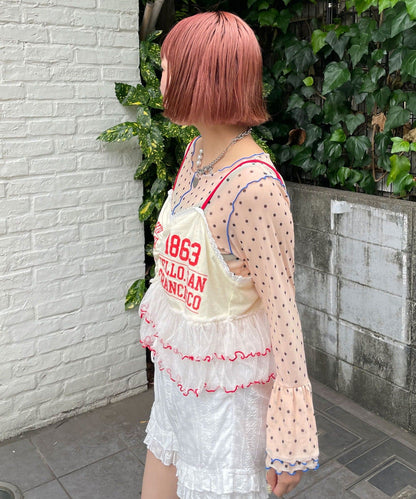 HELLO.SANFRANCISCO Printed logo tulle camisole bustier - Image 5
