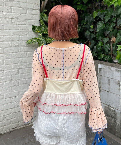 HELLO.SANFRANCISCO Printed logo tulle camisole bustier - Image 6