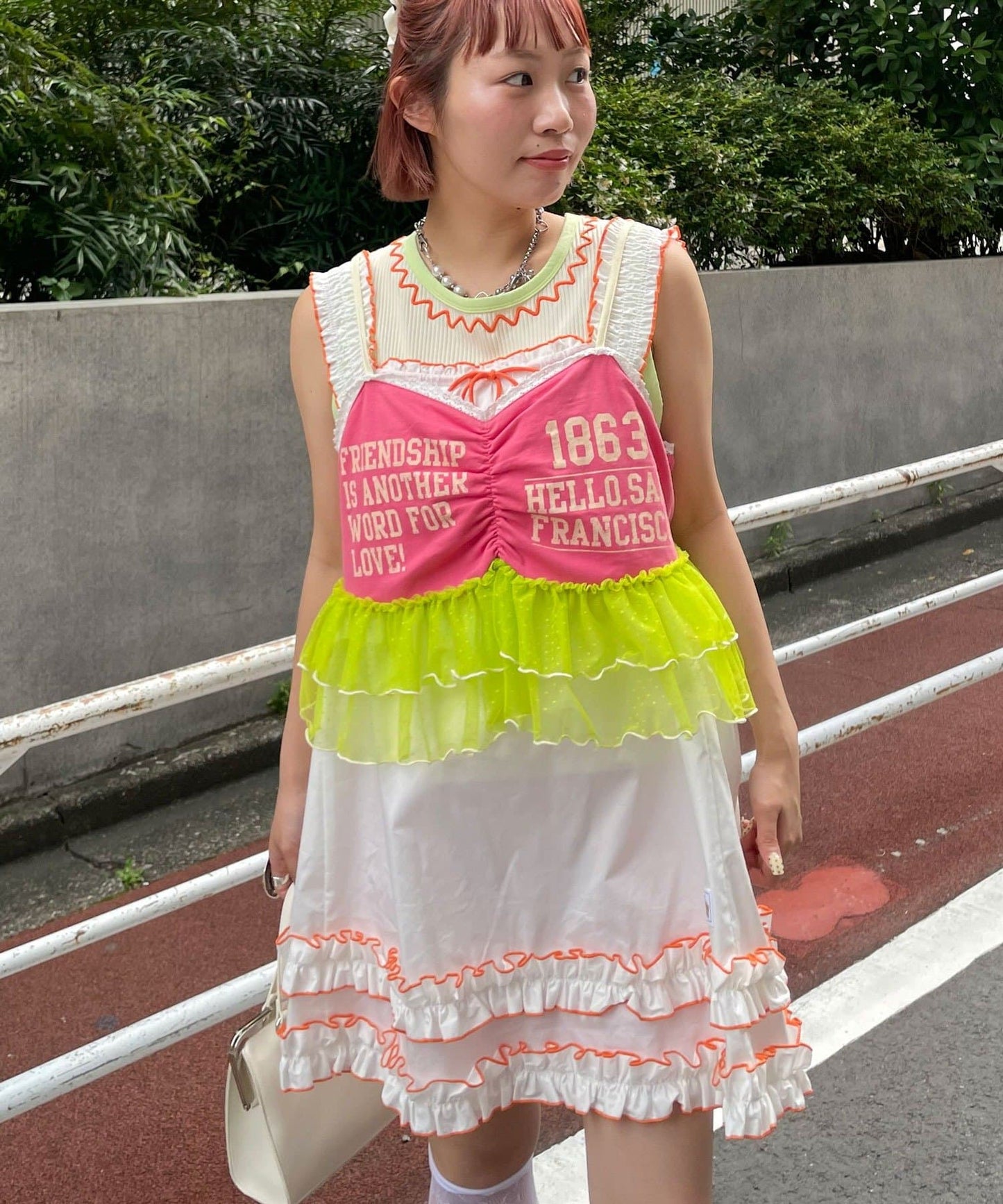 HELLO.SANFRANCISCO Printed logo tulle camisole bustier - Image 10
