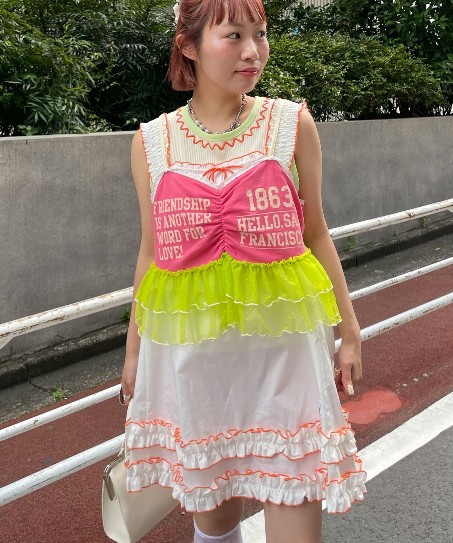 HELLO.SANFRANCISCO Printed logo tulle camisole bustier - Image 10