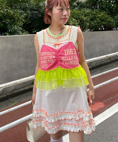 HELLO.SANFRANCISCO Printed logo tulle camisole bustier - Image 10