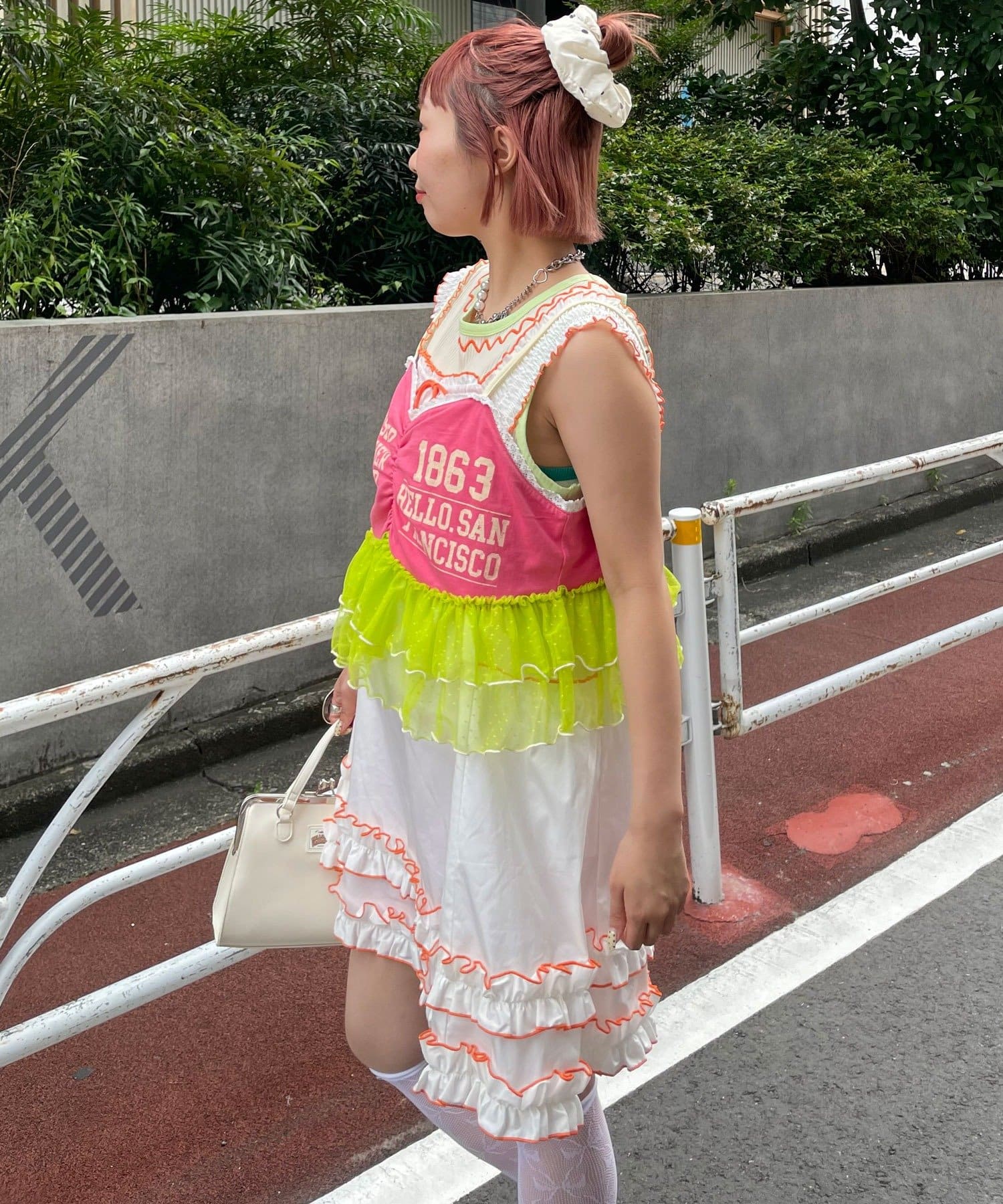 HELLO.SANFRANCISCO Printed logo tulle camisole bustier - Image 11