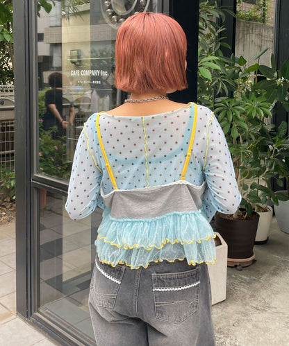 HELLO.SANFRANCISCO Printed logo tulle camisole bustier - Image 18