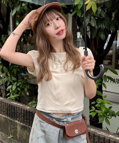 Kastane 羅紋修身掛脖露背Henley Tee - Image 2