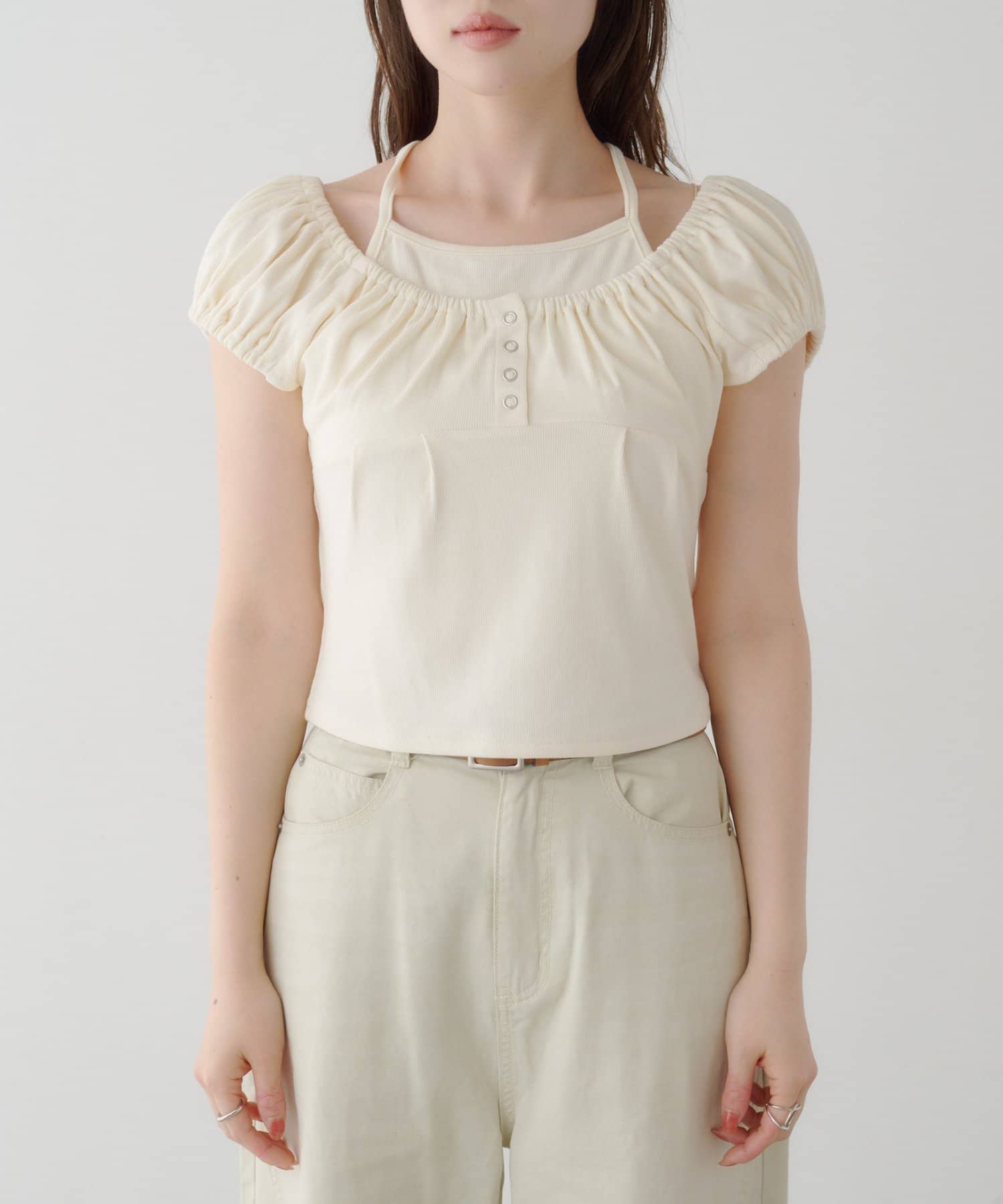 Kastane 羅紋修身掛脖露背Henley Tee - Image 19